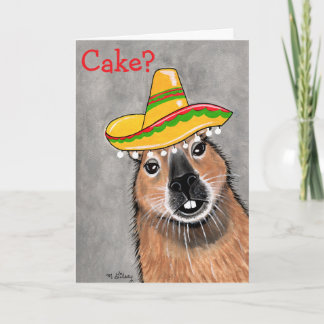Cake? Capybara Birthday Celebration Greeting Card Karte
