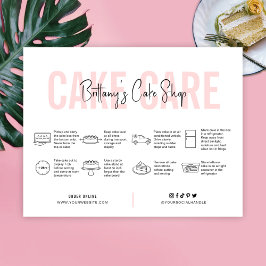 Cake Care Guide Pink Ästhetische Bäckerei Dankeskarte