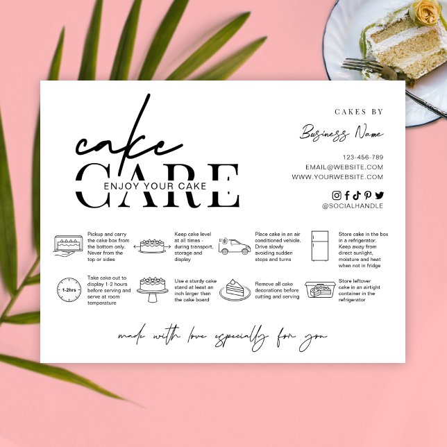 Cake Care Instruktionen Minimalistisch Dankeschön  Dankeskarte (Von Creator hochgeladen)