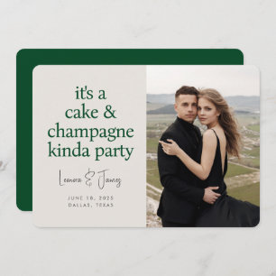 Cake Champagne Fun Typografy Green Wedding Save The Date