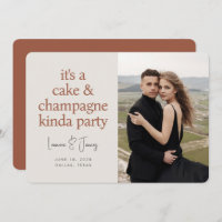 Cake Champagne Fun Typografy Terracotta Wedding