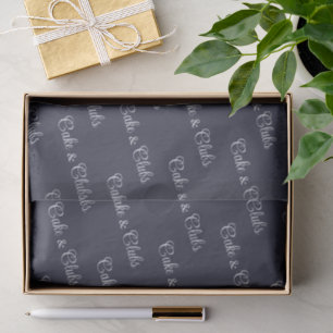 'Cake & Clubs' Holzkohle Navy & Softweiß-Schriftzu Seidenpapier