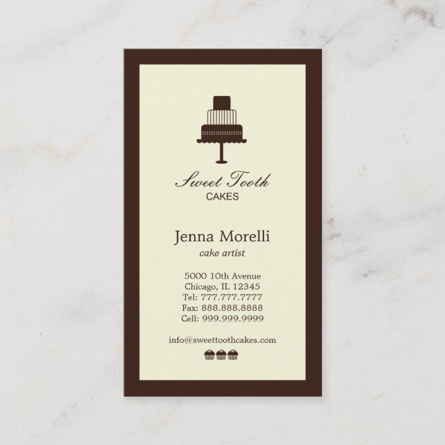 Cake & Cupcakes Bäckerei Business Card Visitenkarte (Vorderseite)
