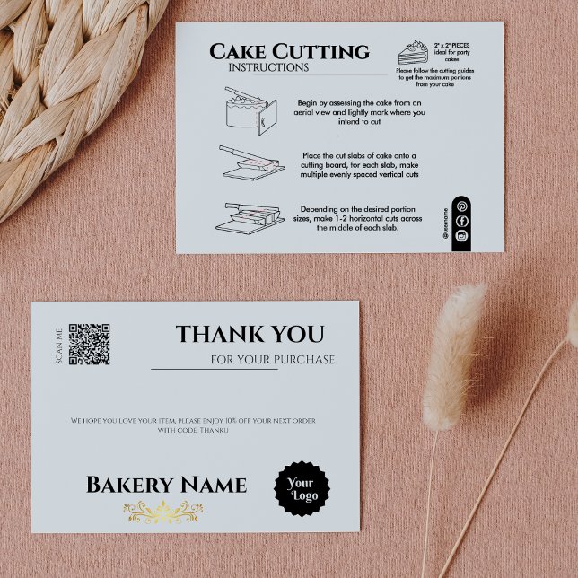 Cake Cutting Guide 2x2 Portionen Rund Servieren Dankeskarte (Cake Cutting Guide 2x2 Portions Round Serving Thank You Card)
