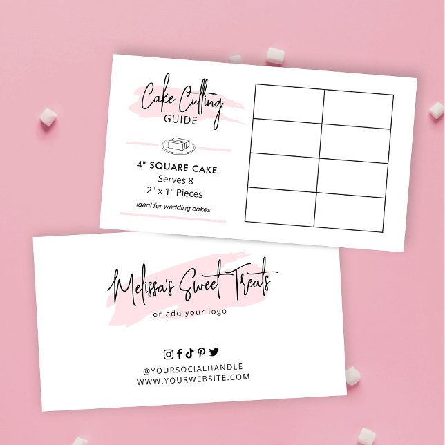 Cake Cutting Guide 4" Square Cake Portions Diagram Begleitkarte (4 inch square cake cutting guide for 2x1" wedding portions)