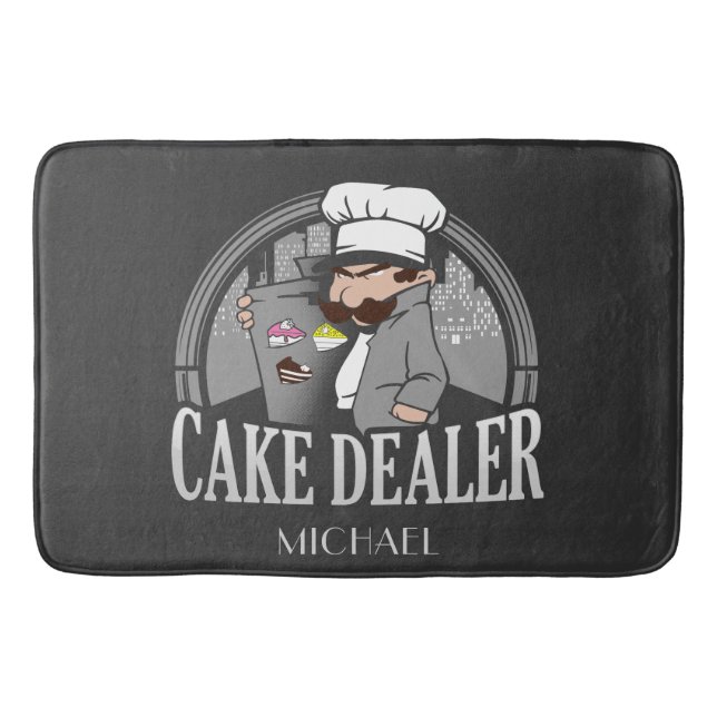 Cake Dealer Funny Bakery Owner Gag Badematte (Vorderseite)