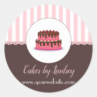 Cake Decorator PINK BROWN Bäckerei NIEDLICH Runder Aufkleber