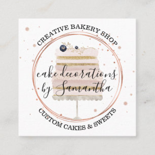 CAKE Dekoration Eventplaner Hochzeit Süßigkeiten G Quadratische Visitenkarte