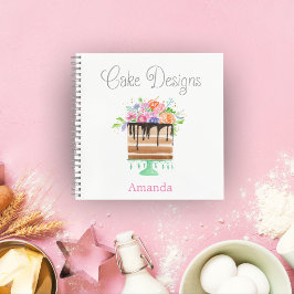Cake Designs Watercolor Floral Cake Designs Notizbuch