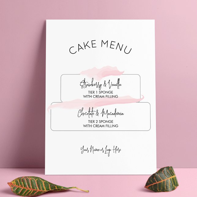 Cake Flavours Menü Feminine Pink Wasserfarbe Poster (Von Creator hochgeladen)