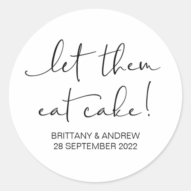 Cake Gastgeschenk Hochzeit Ließ sie essen Kuchen L Runder Aufkleber (Vorderseite)
