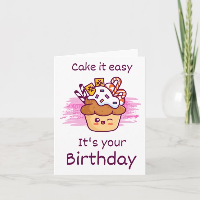 Cake It Easy Puns Birthday Card Karte (Vorderseite)