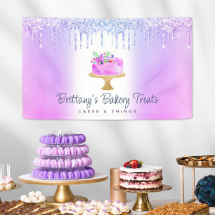 Cake Lila Ombre Glitzer Tropfens Bäckerei Konditor Banner