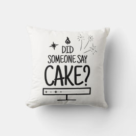 Cake Lover Quote Minimal Black Typography White Kissen
