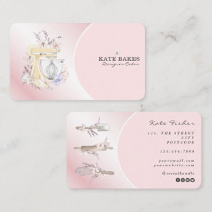 Cake Mixer Bäckerei Bloral Blush Pink Visitenkarte