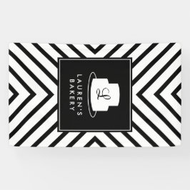 Cake Monogram Logo mit Mod Strip Muster Bäckerei Banner