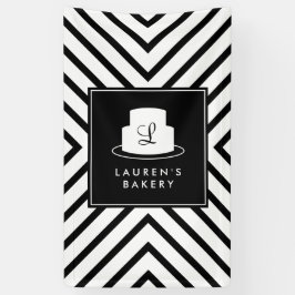 Cake Monogram Logo mit Mod Strip Muster Bäckerei Banner