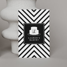 Cake Monogram Logo mit Mod Strip Muster Bäckerei Visitenkarte