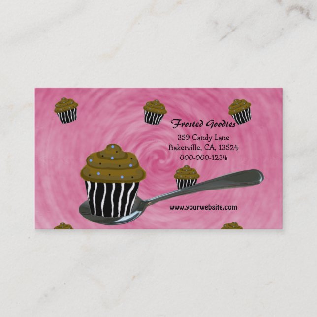 Cake on a Spoon Design Business Card Visitenkarte (Vorderseite)