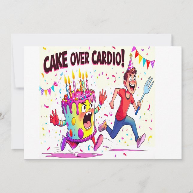Cake Over Cardio Funny Geburtstag Einladung (Vorderseite)