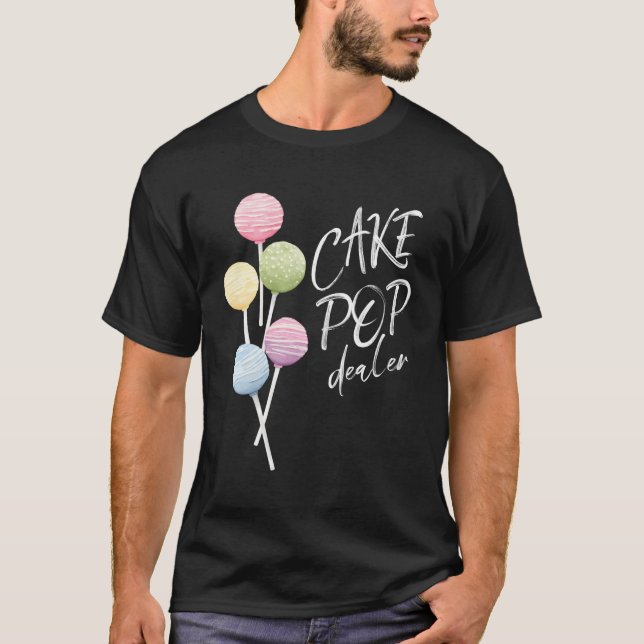 Cake Pop Dealer Baker Wasserfarbe Cakepop Bäckerei T-Shirt (Vorderseite)