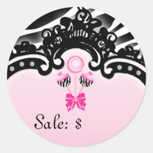 Cake Pops Aufkleber Preis Tag Verkauf Zebra Pink S