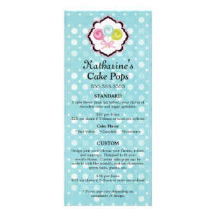 Cake Pops Bäckerei Custom Werbeaktion Price List Werbekarte