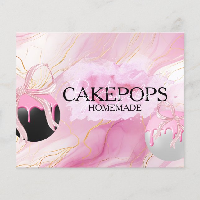 Cake Pops Baker Bakery Treats Pink Flyer (Vorne)