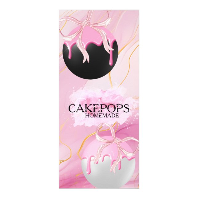 Cake Pops Baker Bakery Treats Pink Werbekarte (Vorne)