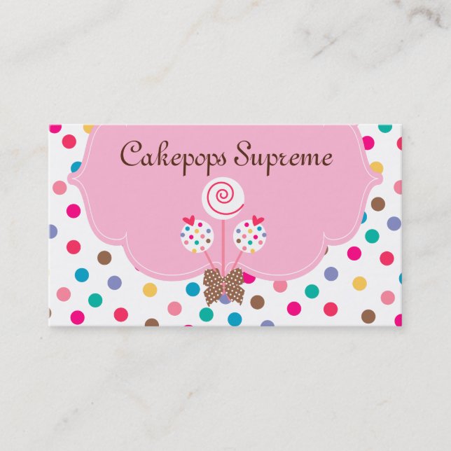 Cake Pops Business Card Polka Dos Pink Herz Visitenkarte (Vorderseite)