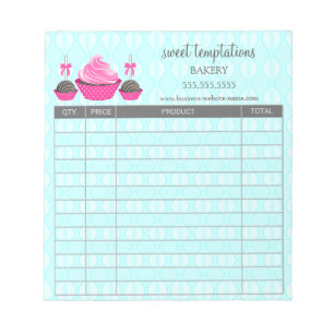 Cake Pops und Cupcake Aqua Empfangsformular Notizblock