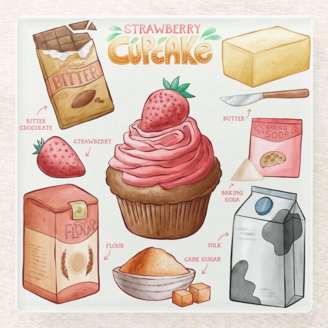 Cake Recipe Glass Untersetzer (Vorderseite)