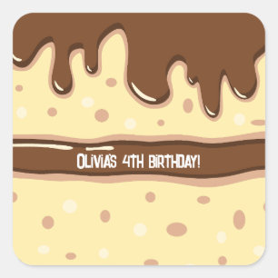 Cake Slice Cartoon Kindergeburtstag Party Quadratischer Aufkleber