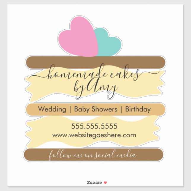 Cake Slice Logo Bakery Business Car Decal Aufkleber (Blatt)