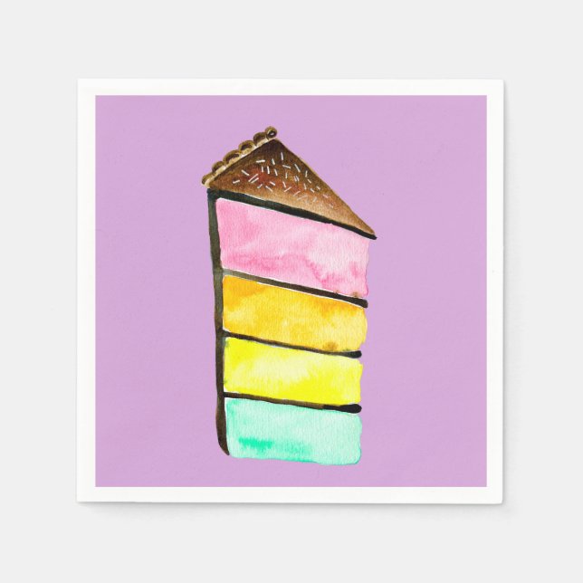 Cake Slice Regenbogenkuchen Art Serviette (Vorderseite)