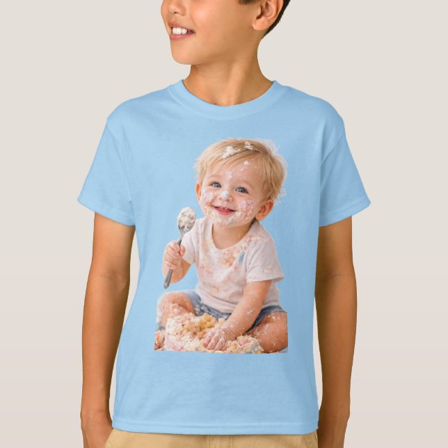 Cake Smash Baby First Birthday Photo T-Shirt (Vorderseite)