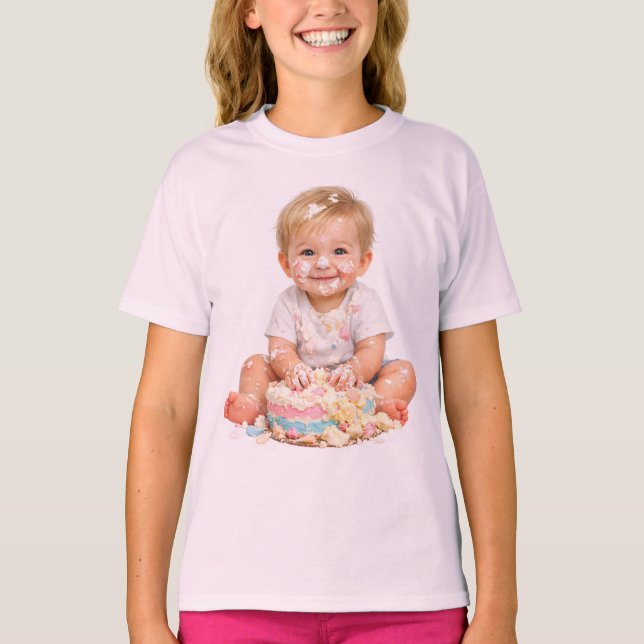 Cake Smash Baby First Birthday T-Shirt (Vorderseite)