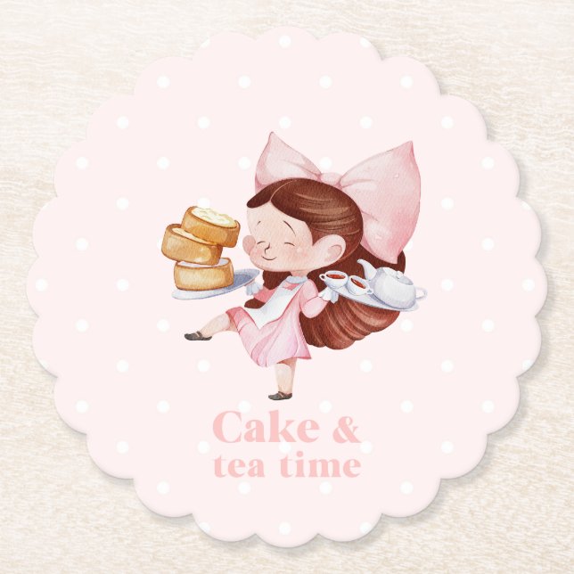Cake & Tee Time skallopierter Untersetzer (Vorderseite)