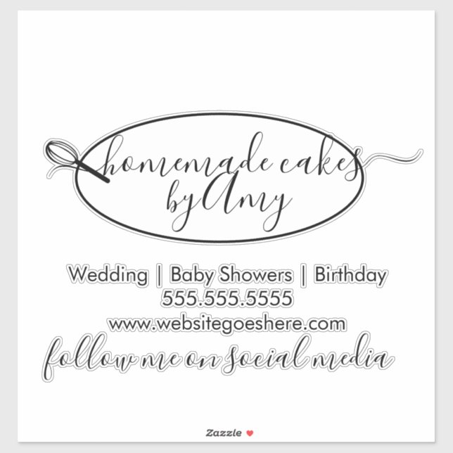 Cake Whisk Circle Logo Bakery Business Car Aufkleber (Blatt)
