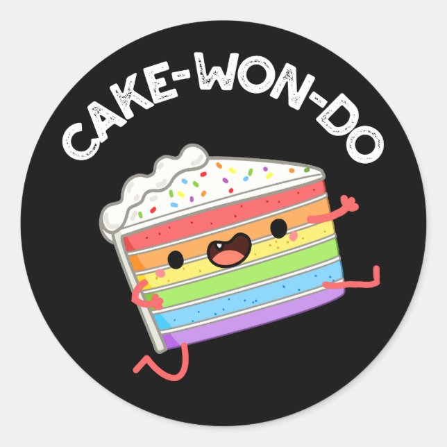 Cake-won-do Funny Taekwondo Cake Pun Dark BG Runder Aufkleber (Vorderseite)