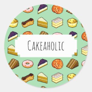 Cakeaholic Delicious Cakes Pattiserie Muster Runder Aufkleber