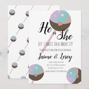 Cakepop-Geschlechterenthüllung Er oder Sie  Einlad Einladung