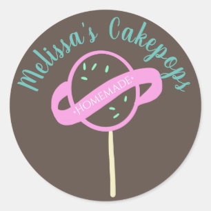 Cakepop Logo Banner Wirbel für selbstgebackene Bäc Runder Aufkleber