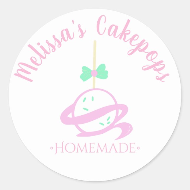 Cakepop Logo Sprinklen hausgemachte Bäckerei Wirbe Runder Aufkleber (Vorderseite)