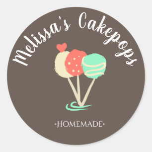 Cakepop mit Streusel-Logo-Homemade-Bäckerei-Swirle Runder Aufkleber