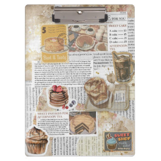 Cakes & Coffee Vintag Ephemera Decoupage Klemmbrett