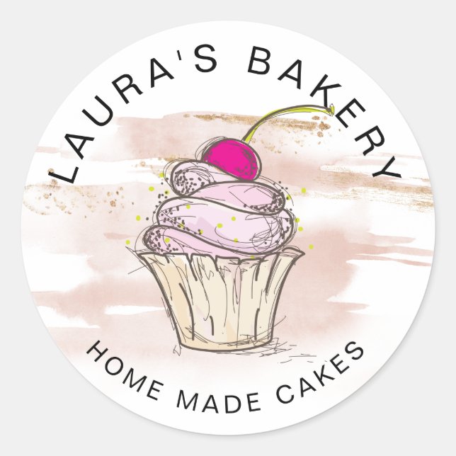 Cakes & Süßigkeiten Cupcake Zuhause Bäckerei Rose  Runder Aufkleber (Vorderseite)