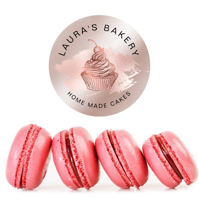 Cakes & Süßigkeiten Cupcake Zuhause Bäckerei Rose  Runder Aufkleber (Von Creator hochgeladen)