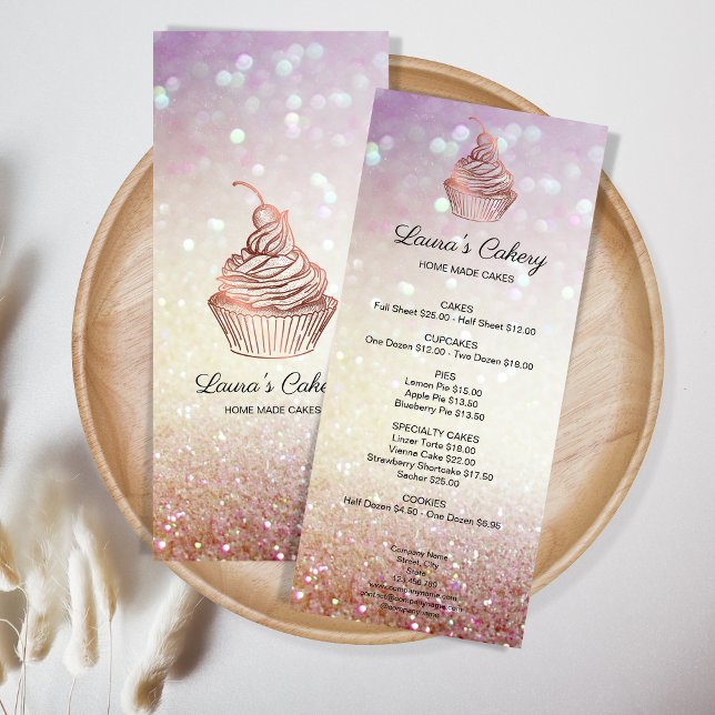 Cakes & Sweets Cupcake Home Bakery Rustic Vintage Menükarte (Von Creator hochgeladen)