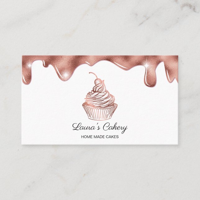 Cakes & Sweets Cupcake Home Bakery Rustic Vintage Visitenkarte (Vorderseite)